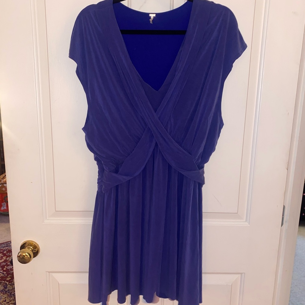 Free People Blue Draped V-Neck Dress